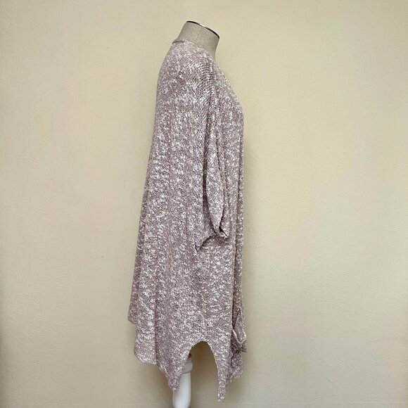 EXPRESS Oversized White and Tan Marled Dolman Sleeve Open Front Cardigan M / L - Picture 4 of 8
